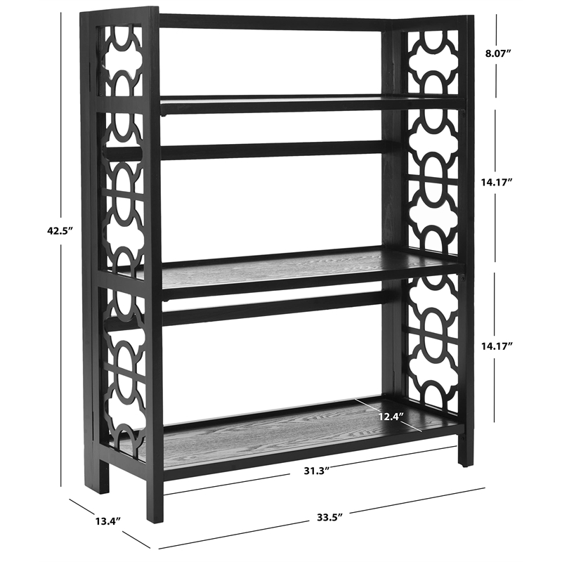 Safavieh Ron Pine Wood Small Bookcase in Black