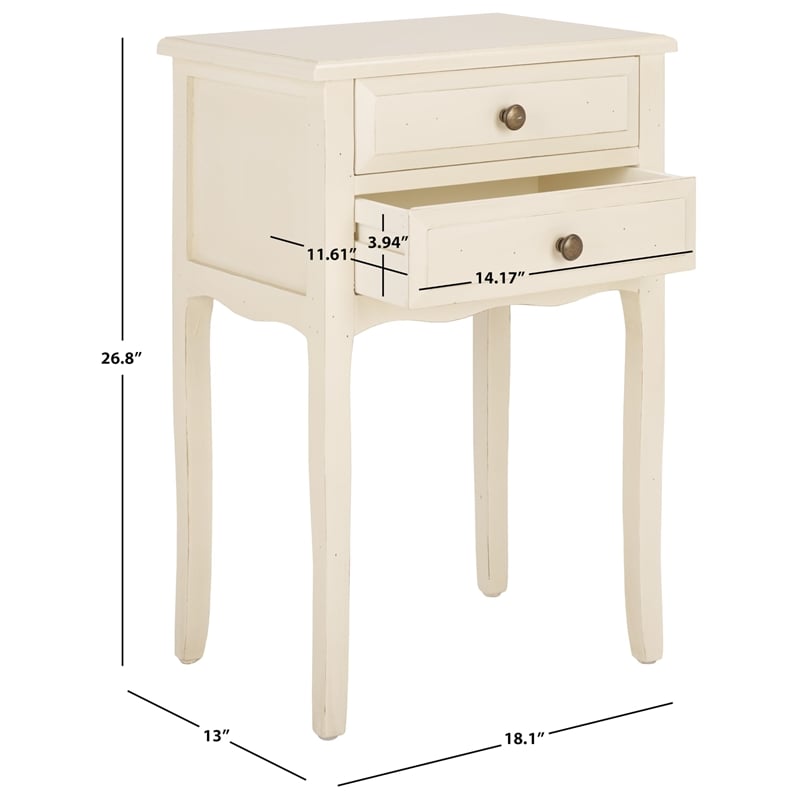 safavieh colin poplar wood end table in white