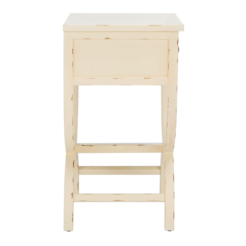 Safavieh Maxine Poplar Wood Night Table in Distressed Vanilla