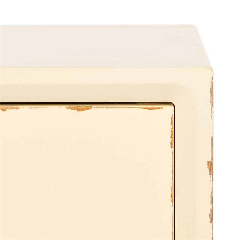 Safavieh Siobhan Poplar Wood Night Table in Distressed Vanilla