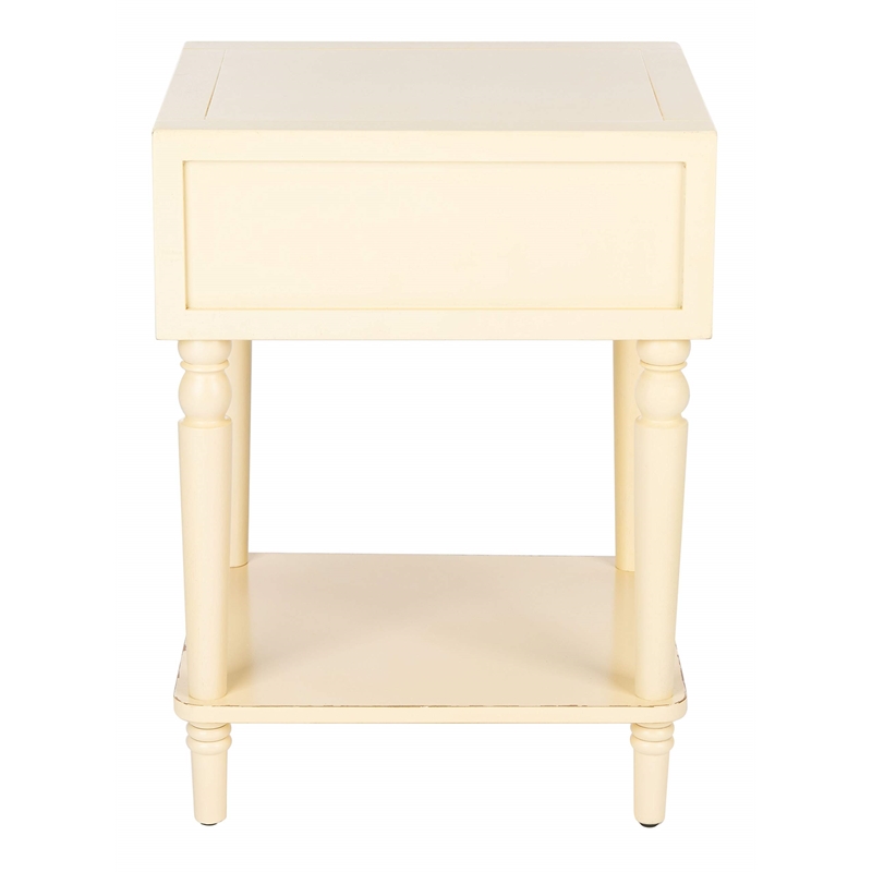 Safavieh Siobhan Poplar Wood Night Table in Distressed Vanilla