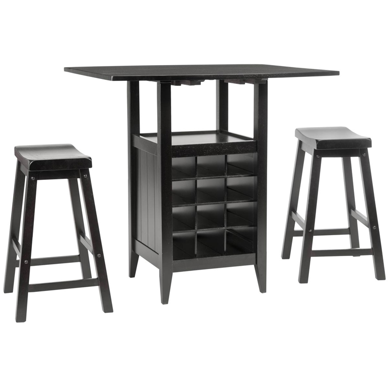 Safavieh Casey 3 Pc Oak Set Drop Leaf Pub Table in Espresso