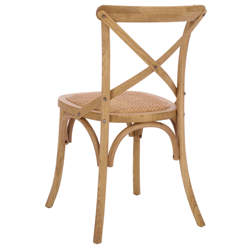 Safavieh Franklin X Curvy Back and Rounded Seat Wood Chair in Natural Oak