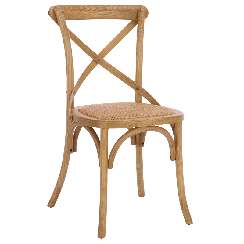 Safavieh Franklin X Curvy Back and Rounded Seat Wood Chair in Natural Oak