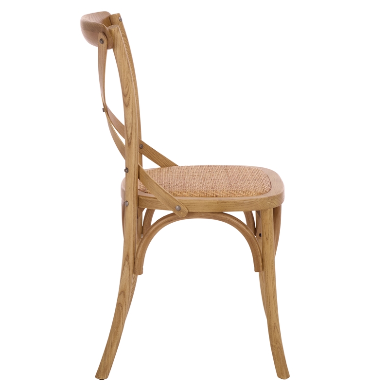 Safavieh Franklin X Curvy Back and Rounded Seat Wood Chair in Natural Oak