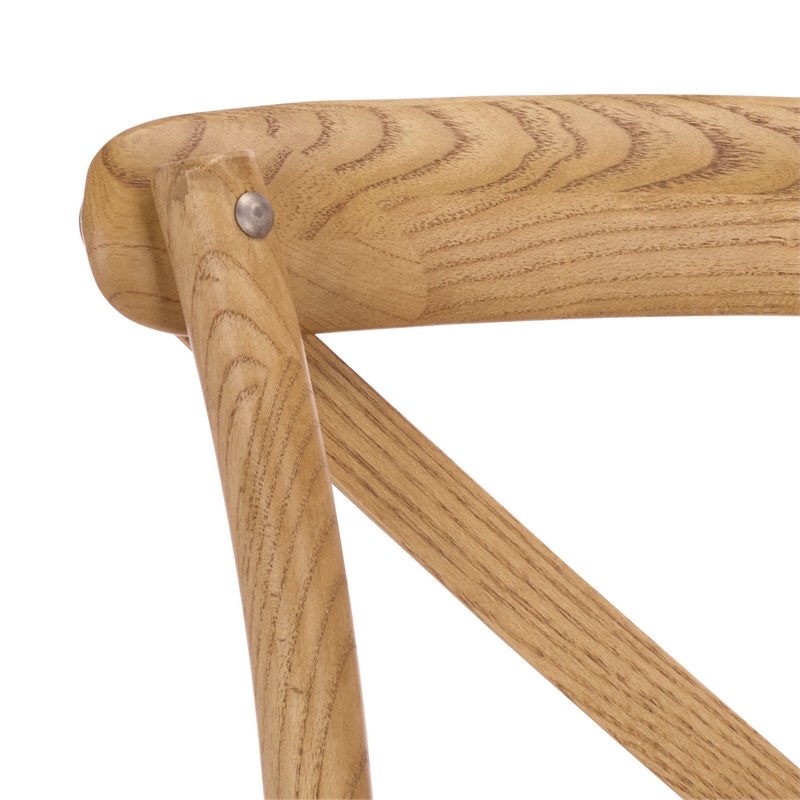 Safavieh Franklin X Curvy Back and Rounded Seat Wood Chair in Natural Oak
