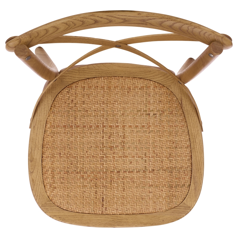 Safavieh Franklin X Curvy Back and Rounded Seat Wood Chair in Natural Oak