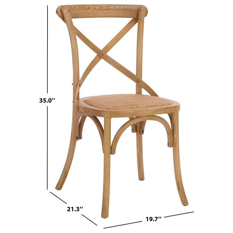 Safavieh Franklin X Curvy Back and Rounded Seat Wood Chair in Natural Oak