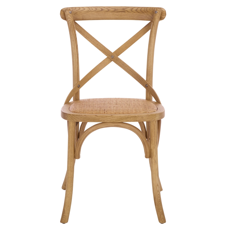 Safavieh Franklin X Curvy Back and Rounded Seat Wood Chair in Natural Oak