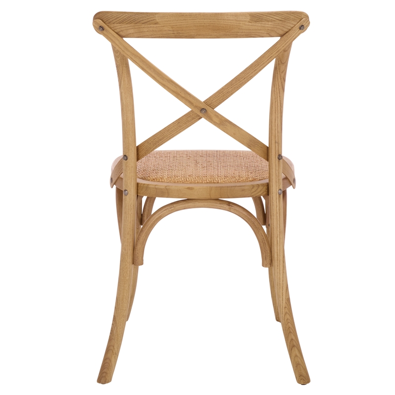 Safavieh Franklin X Curvy Back and Rounded Seat Wood Chair in Natural Oak