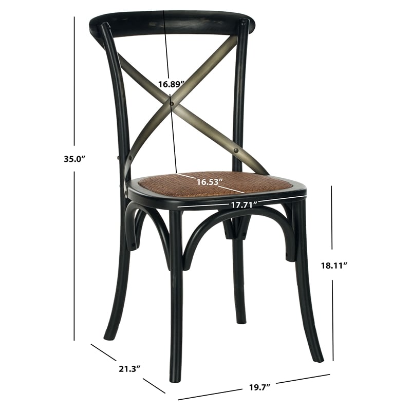 Safavieh Eleanor X Back  Dining Chair in Hickory (Set of 2)