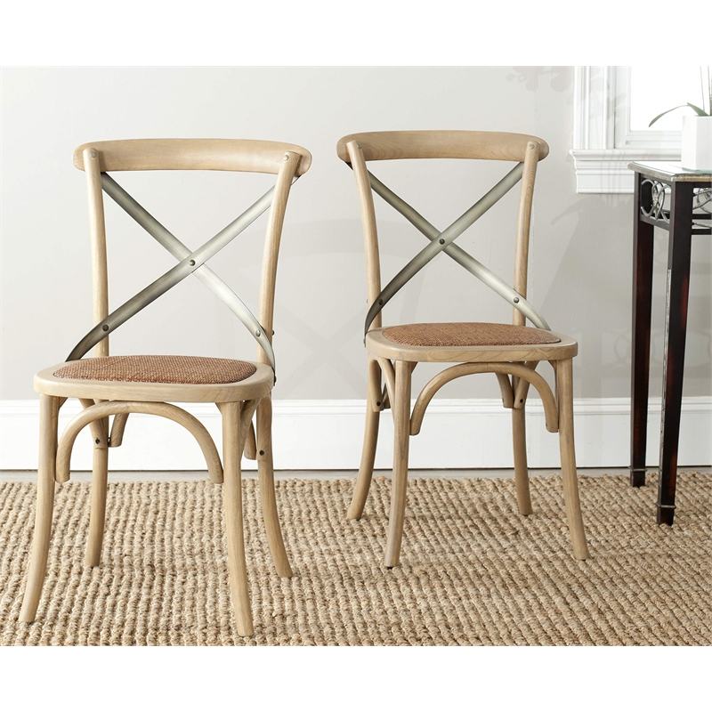 Safavieh Eleanor X Back  Dining Chair in Weathered Oak (Set of 2)
