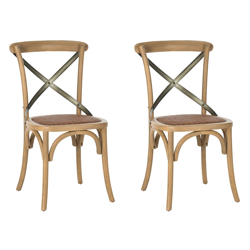 Safavieh Eleanor X Back  Dining Chair in Weathered Oak (Set of 2)
