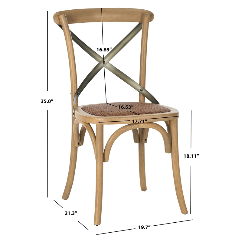Safavieh Eleanor X Back  Dining Chair in Weathered Oak (Set of 2)