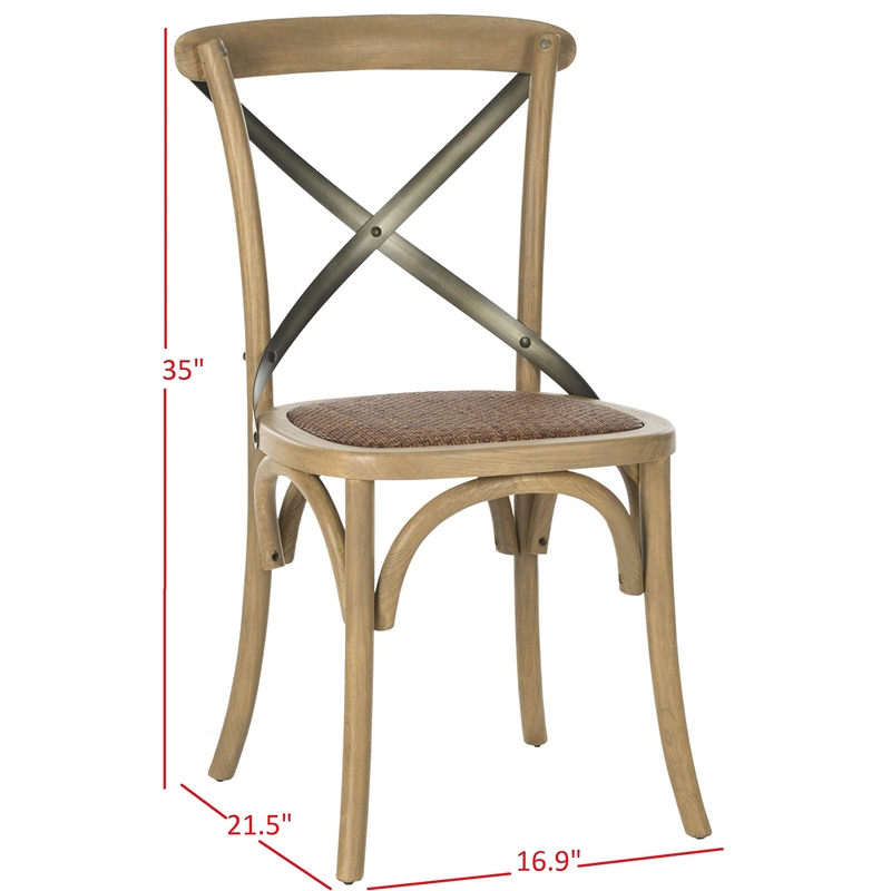 Safavieh Eleanor X Back  Dining Chair in Weathered Oak (Set of 2)