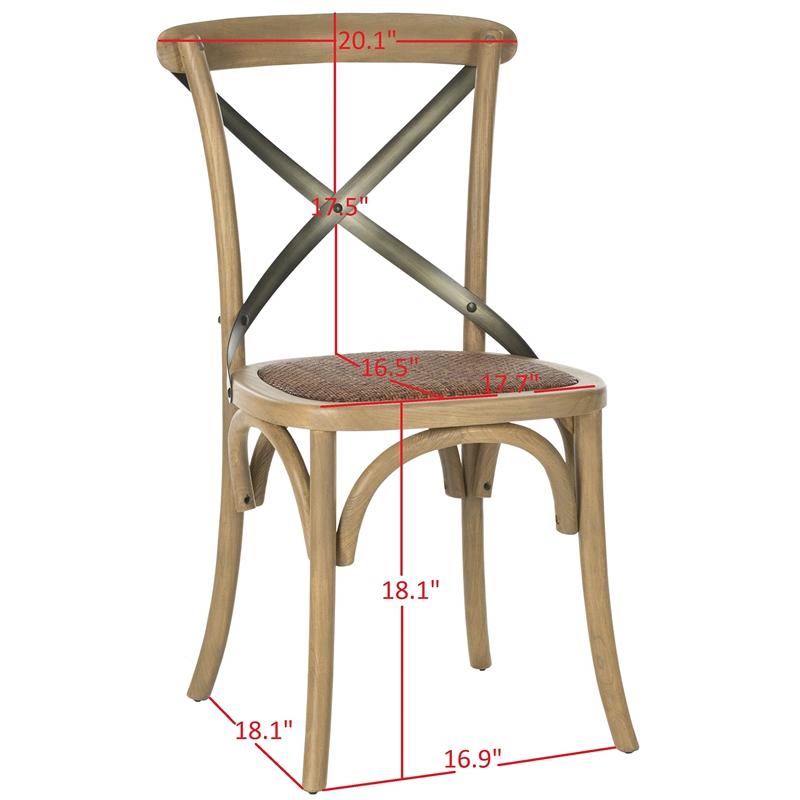 Safavieh Eleanor X Back  Dining Chair in Weathered Oak (Set of 2)