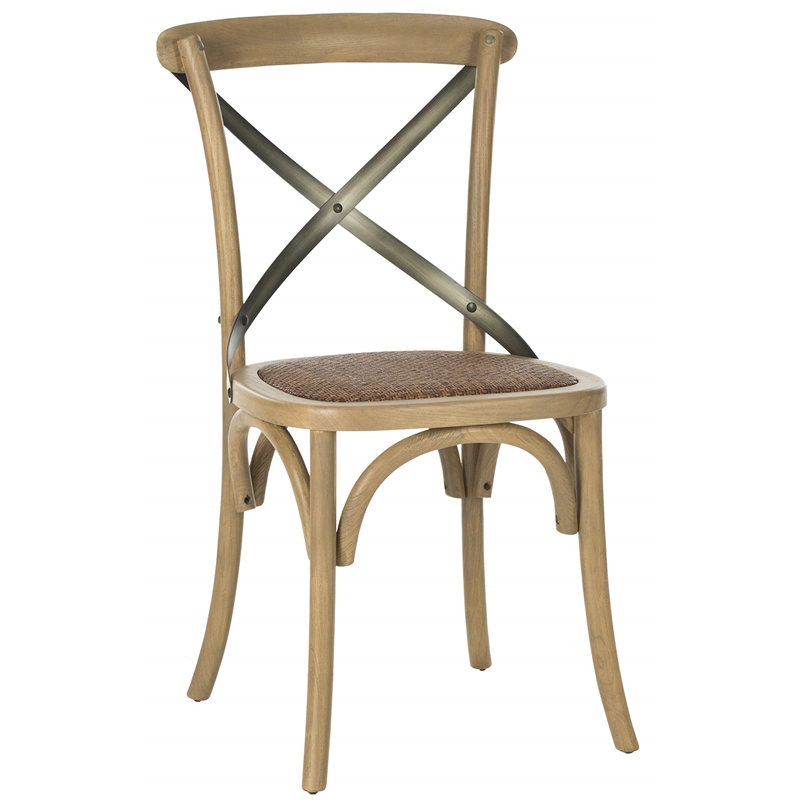 Safavieh Eleanor X Back  Dining Chair in Weathered Oak (Set of 2)