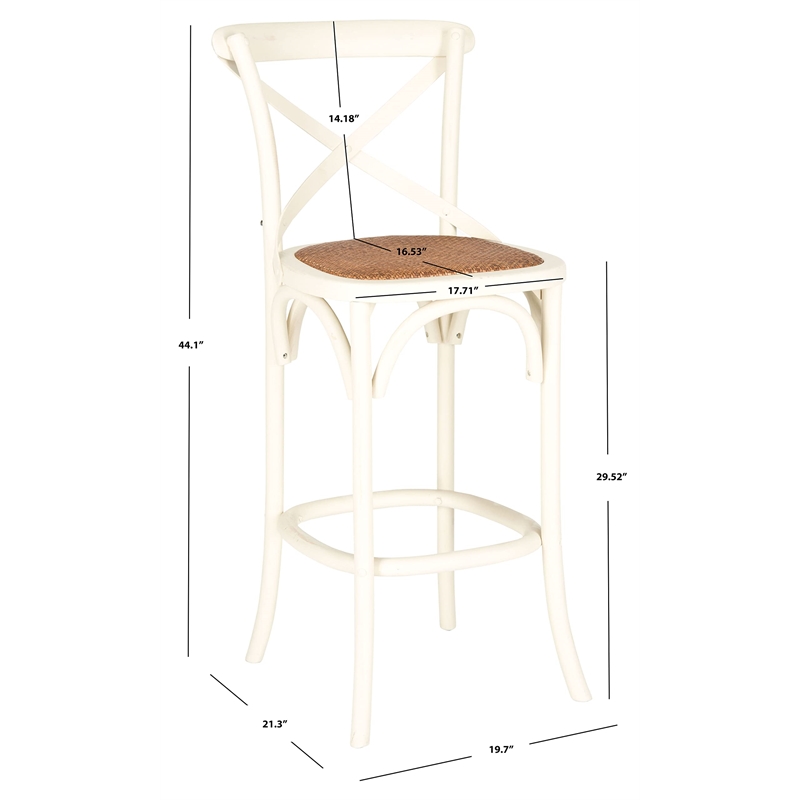 Safavieh Franklin Oak Wood Barstool in Ivory