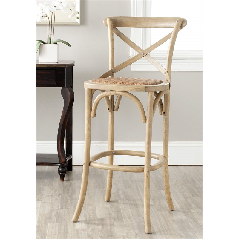 Safavieh Franklin Oak Wood Barstool in Weathered Oak