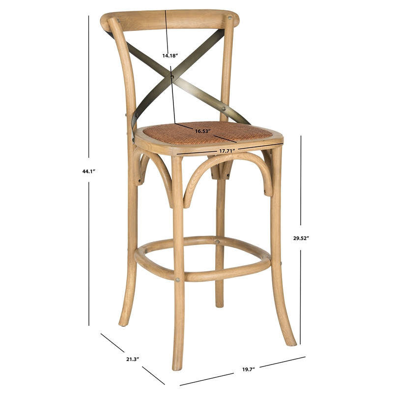 Safavieh Eleanor Oak Wood Barstool in Weathered Oak