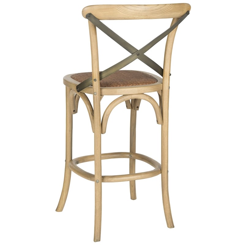 Safavieh Eleanor Oak Wood Barstool in Weathered Oak