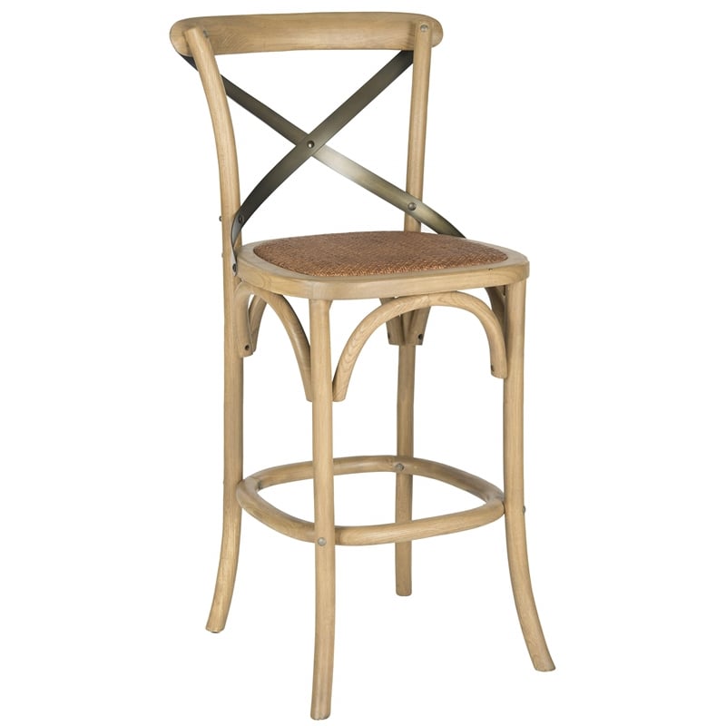 Safavieh Eleanor Oak Wood Barstool in Weathered Oak
