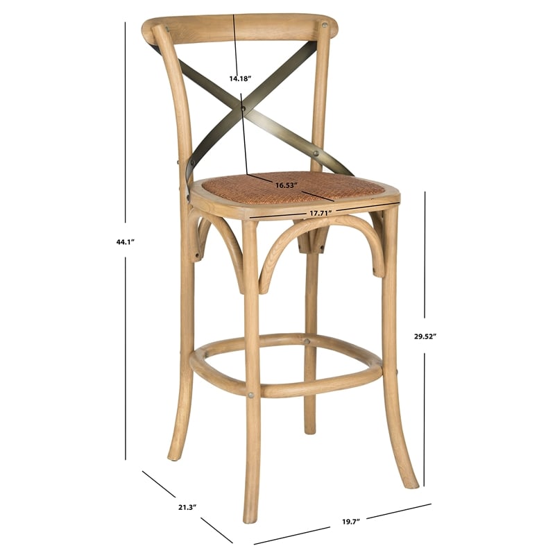 Safavieh Eleanor Oak Wood Barstool in Weathered Oak