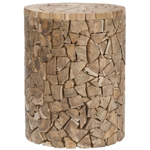 Safavieh Leo Teak Round Stool in Brown