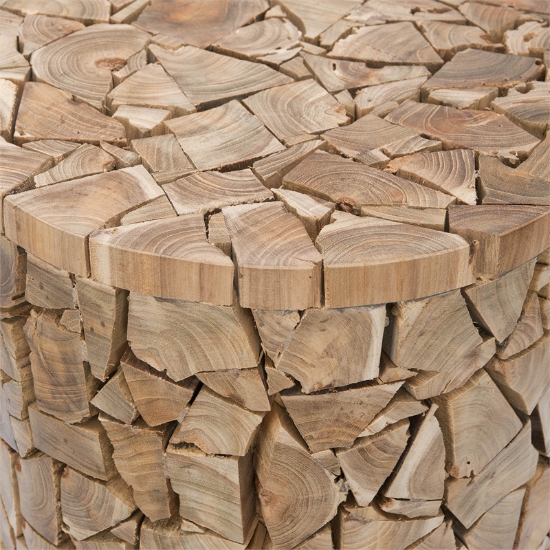 Safavieh Leo Teak Round Stool in Brown