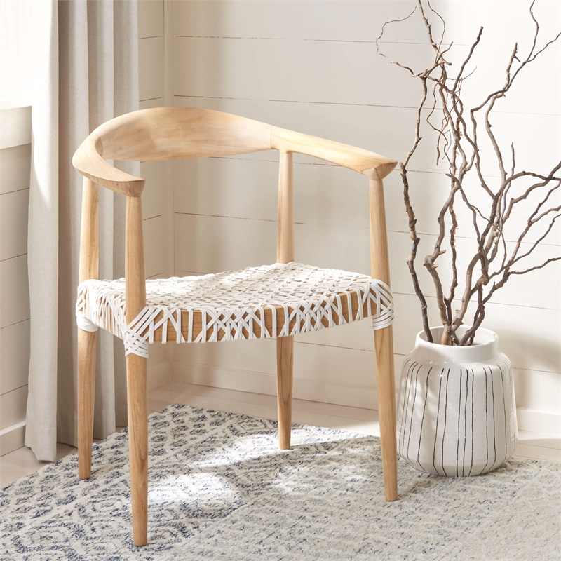 Safavieh Bentley Teak Arm Chair in Light Oak