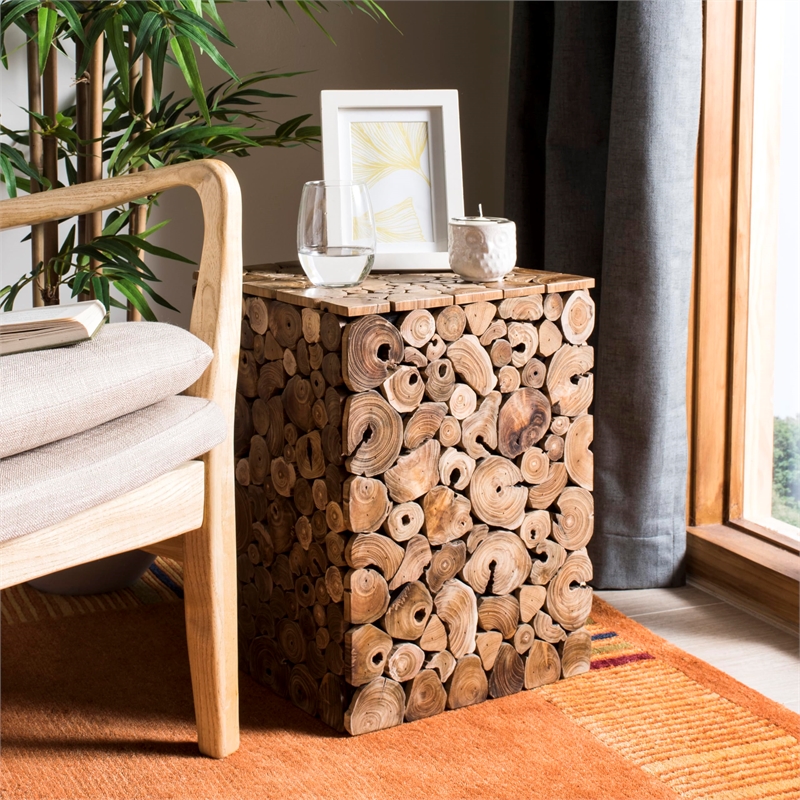 Safavieh Jarrett Teak Stool in Brown