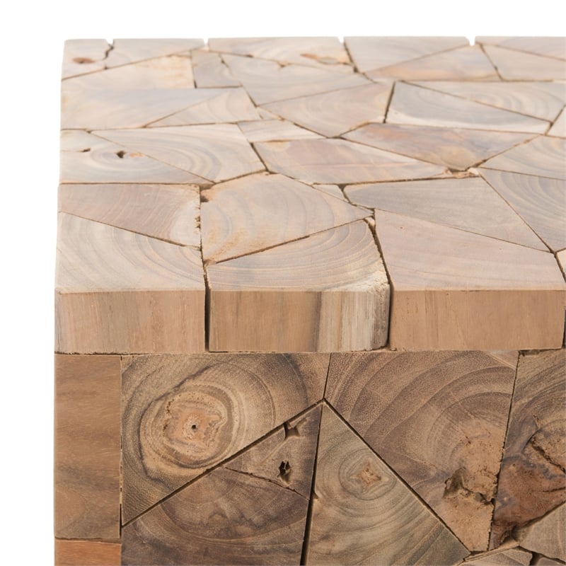 Safavieh Howard Teak Square Stool in Brown