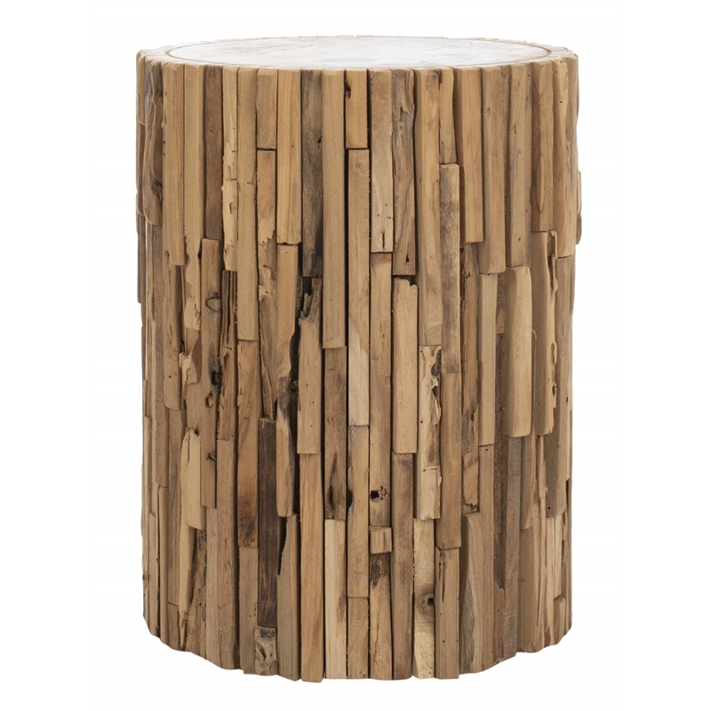 Safavieh Nico Teak Round Stool in Brown