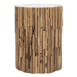 Safavieh Nico Teak Round Stool in Brown