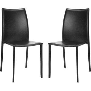 Safavieh Aidan Vinyl  Dining Chair in Black (Set of 2)