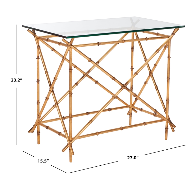 Safavieh Lisa Iron and Glass Accent Table in Gold