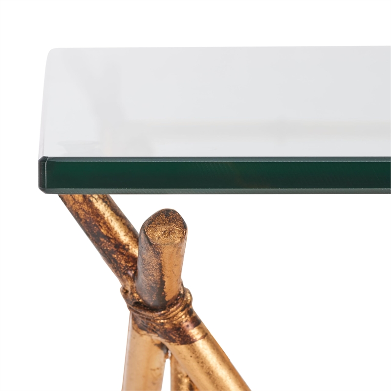 Safavieh Lisa Iron and Glass Accent Table in Gold