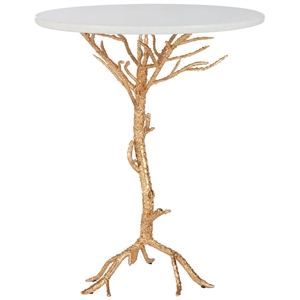 Safavieh Jason Marble Accent Table in White and Gold