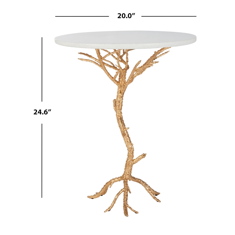 Safavieh Jason Marble Accent Table in White and Gold