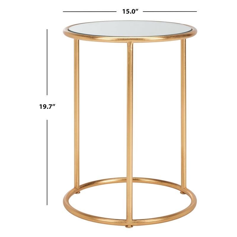 Safavieh Shay Iron and Glass Accent Table in Gold