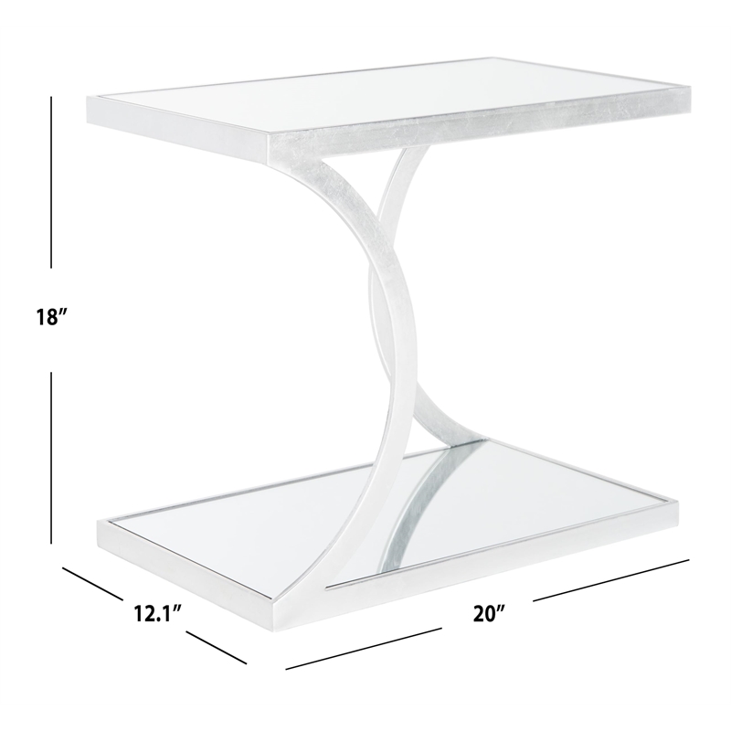 Safavieh Sullivan Iron and Mirror Accent Table in Silver