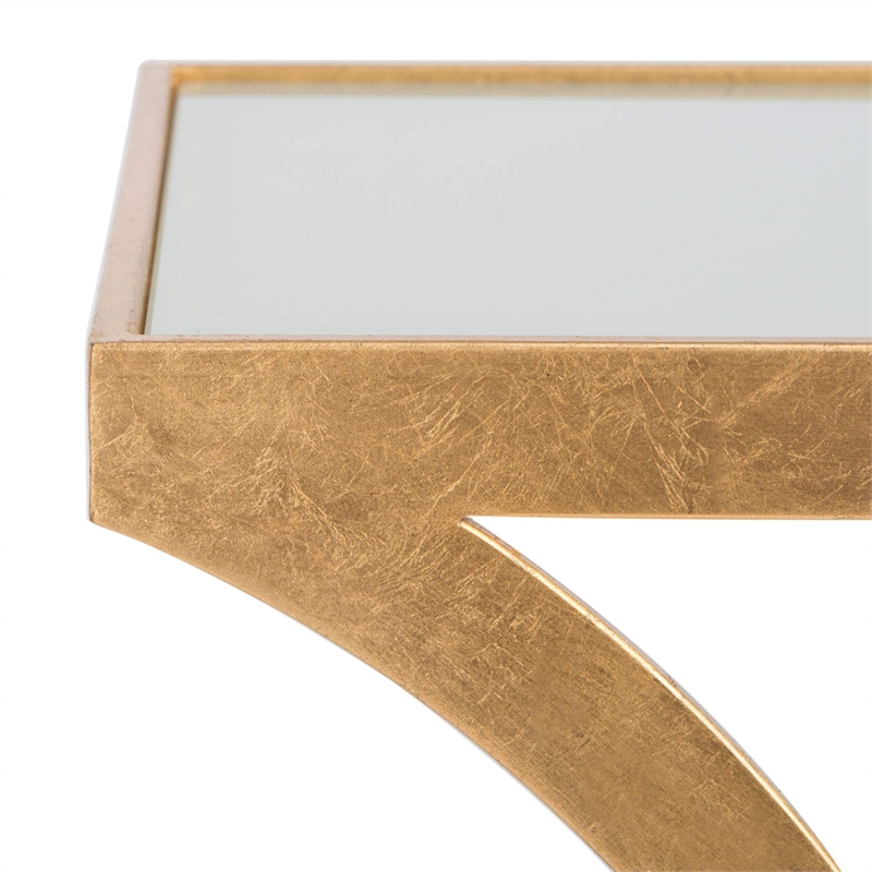 Safavieh Sullivan Iron and Glass Accent Table in Gold and White