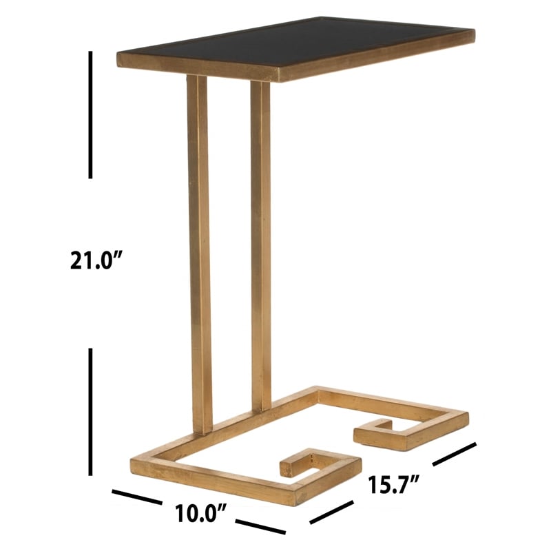 Safavieh Murphy Iron and Glass Accent Table in Gold and Black