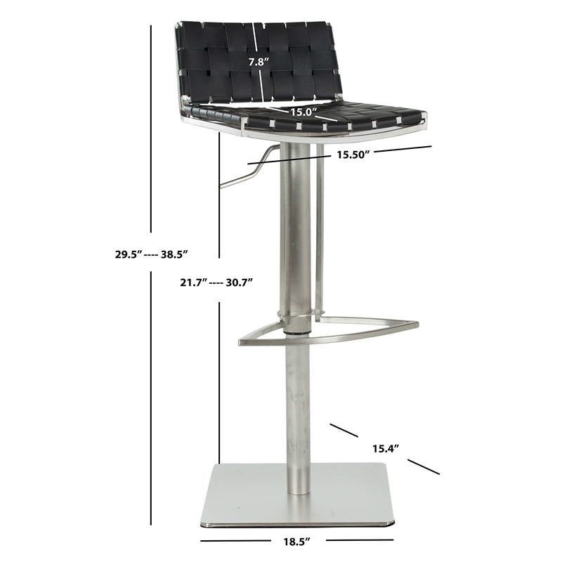 Safavieh Liam Leather Seat Steel Adjustable Bar Stool in Creme