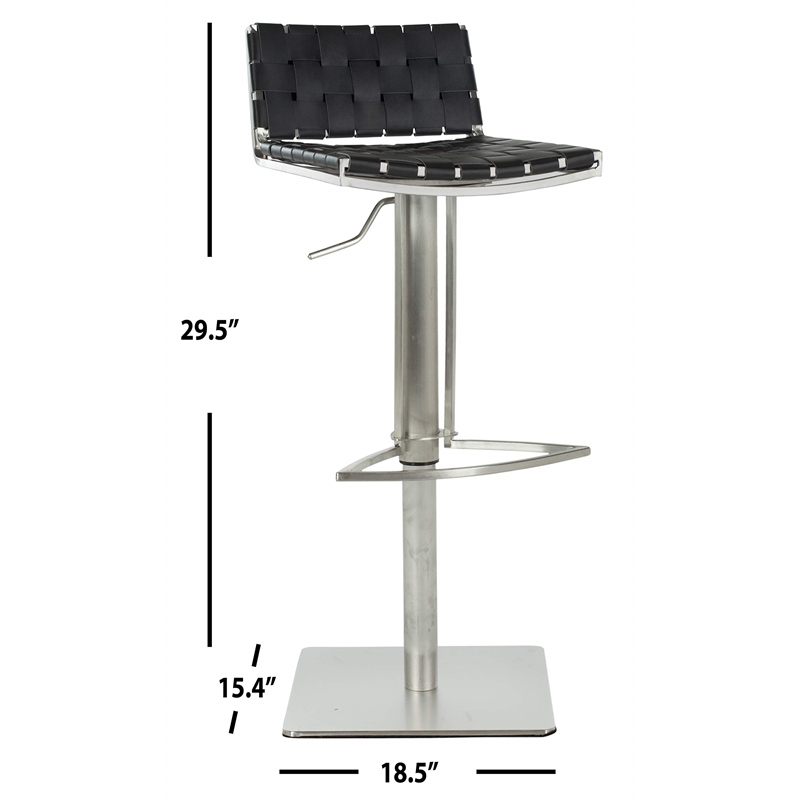 Safavieh Liam Leather Seat Steel Adjustable Bar Stool in Creme