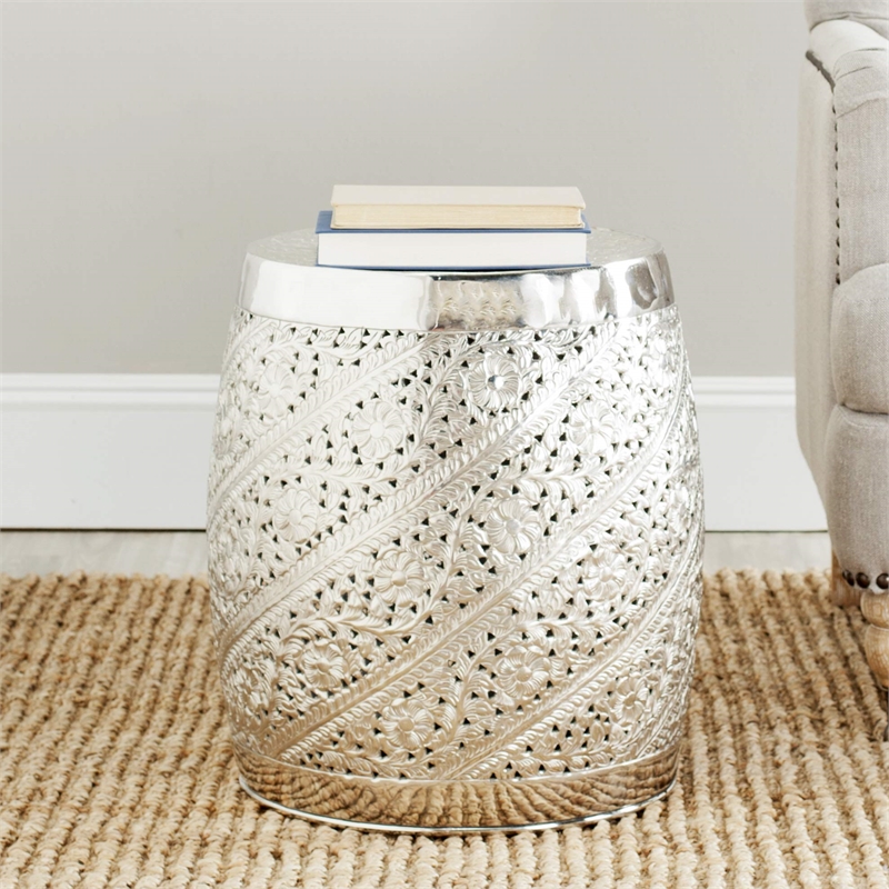 Safavieh Barry Aluminum Stool in Nickle Plated