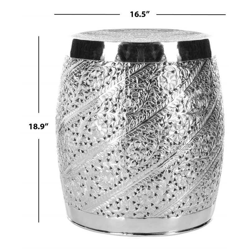 Safavieh Barry Aluminum Stool in Nickle Plated