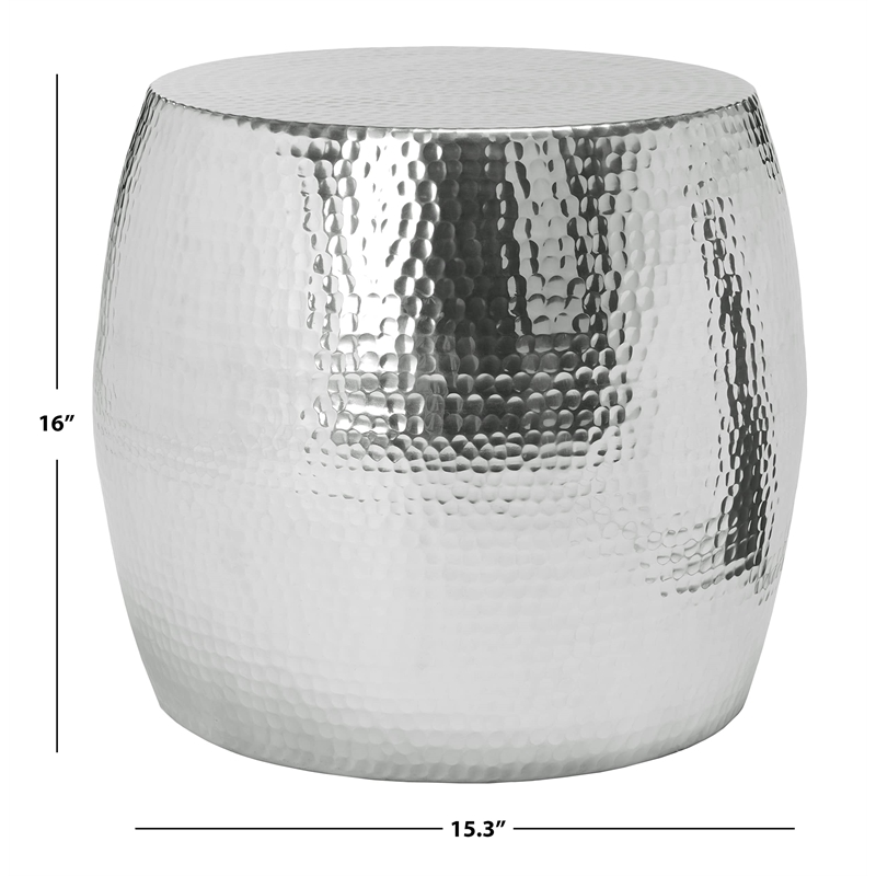 safavieh vanadium aluminum round stool in silver