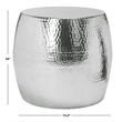 Safavieh Vanadium Aluminum Round Stool in Silver
