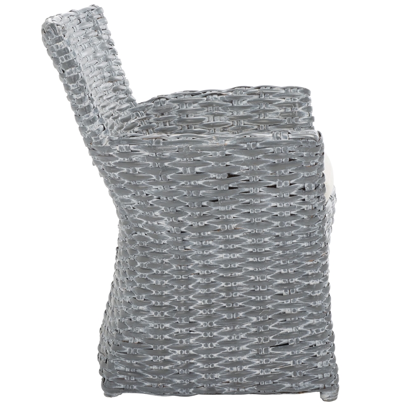 Safavieh Renee Rattan and Cotton Arm Chair in Gray